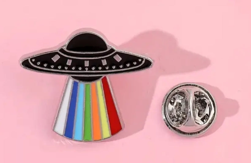 ALIEN - UFO with rainbows - Enamel Pin
